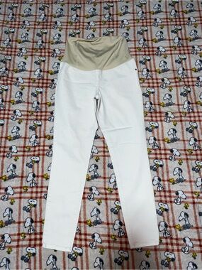 Isabel Maternity by Ingrid & Isabel White Leggings with Beige Waistband